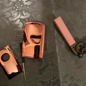 Rose Gold Key Fob Case Cover for Mazda Smart Key – Protective Shell with strap